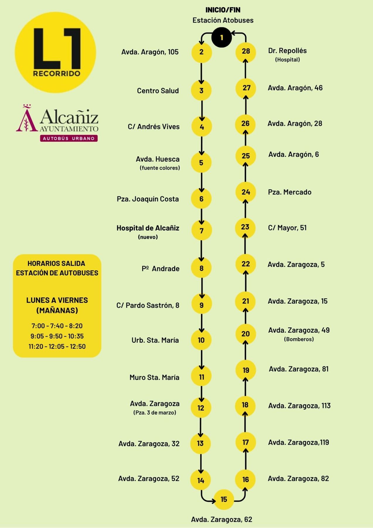 Línea 1 y 2 del bus de Alcañiz./ Ayto. Alcañiz