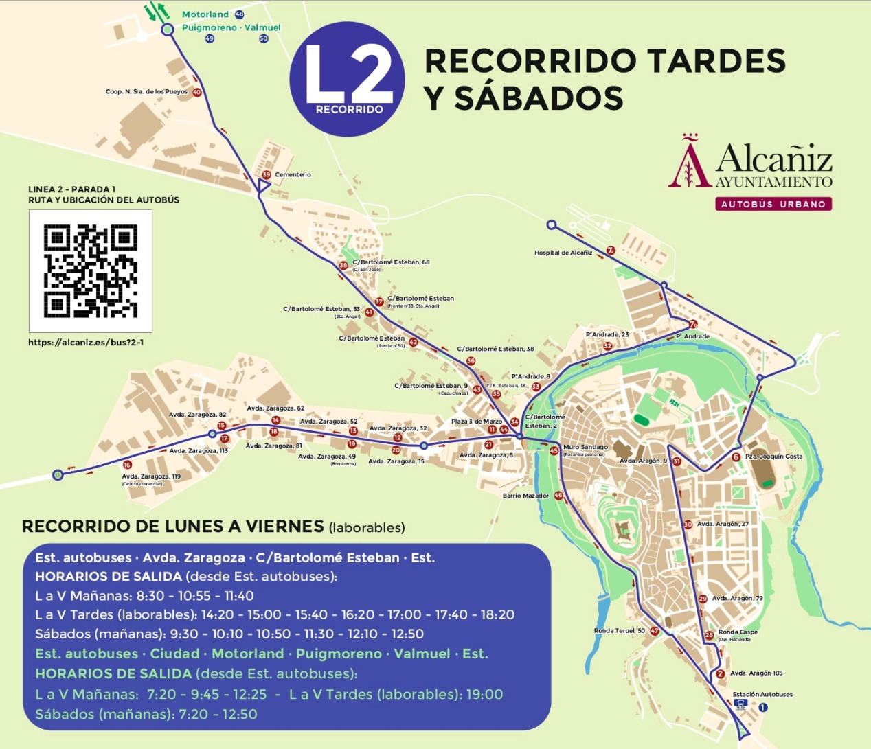 Línea 1 y 2 del bus de Alcañiz./ Ayto. Alcañiz