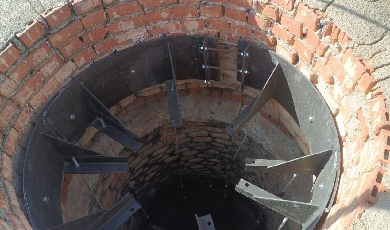 Salida de la chimenea./ Prensa Ayto. Alcañiz