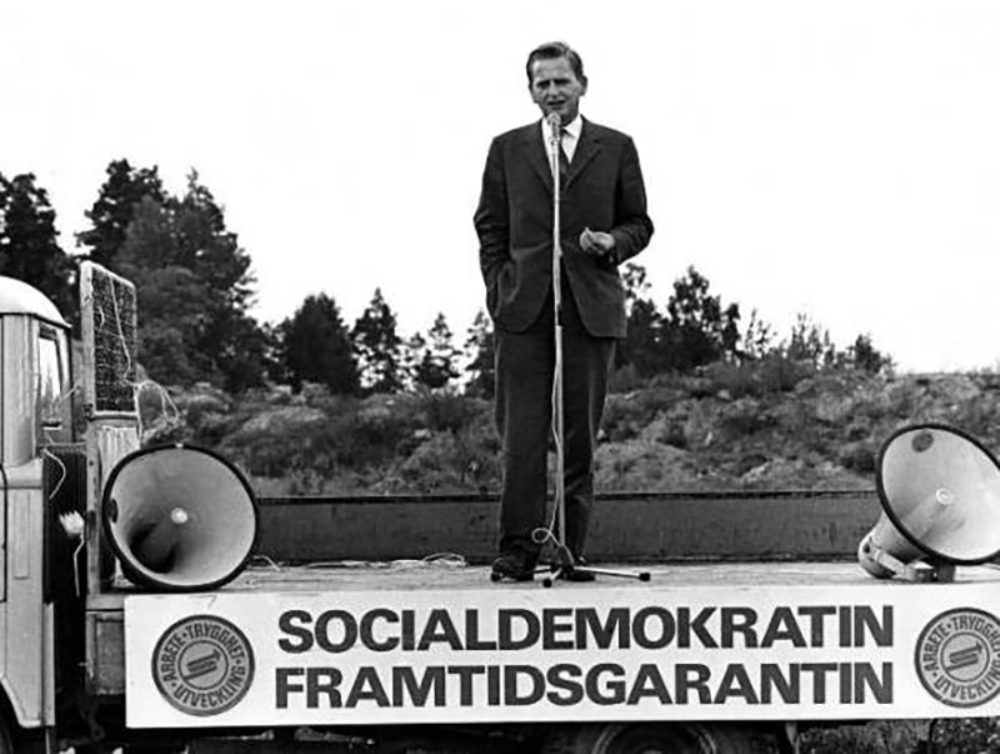 Olof Palme dando un discurso en un camión (1968)./ Por SCANPIX SWEDEN