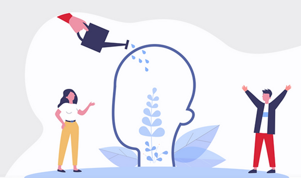 Metáfora de "regar" la mente para que florezca./ Imagen de vectorjuice en Freepik