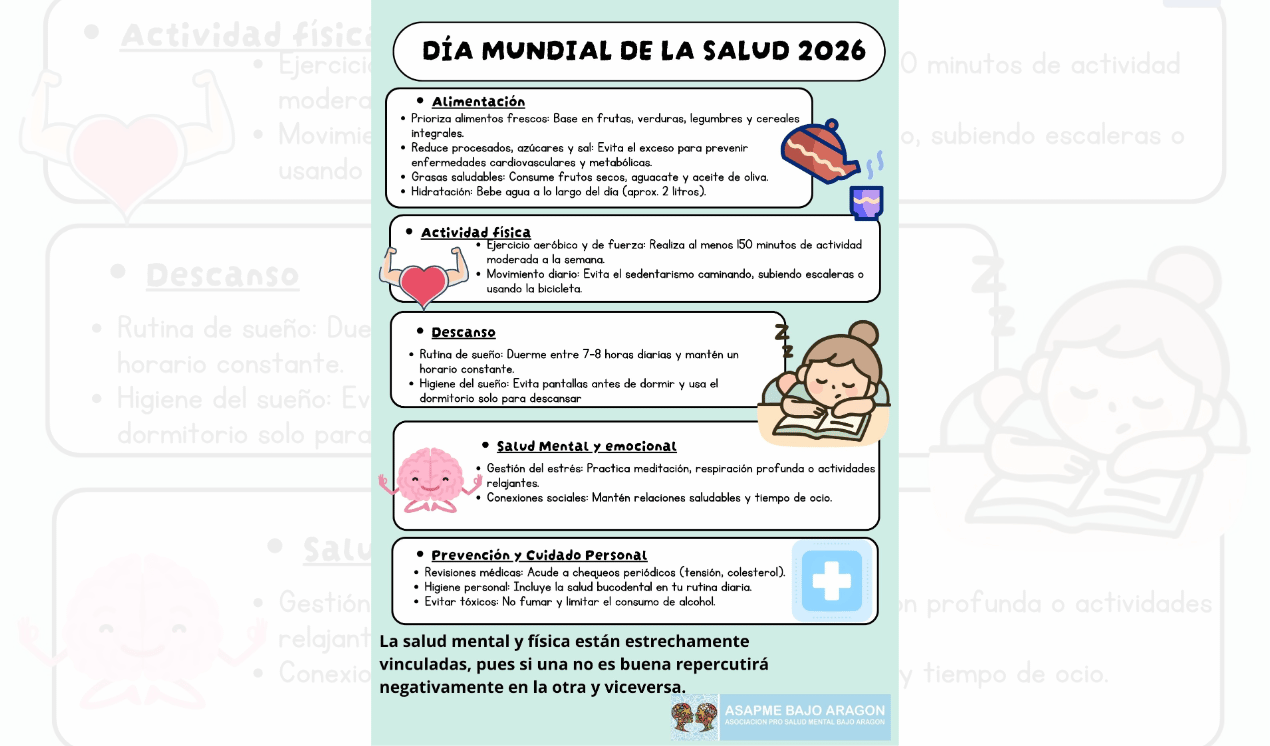 Cartel día Mundial de la Salud./ ASAPME Bajo Aragón