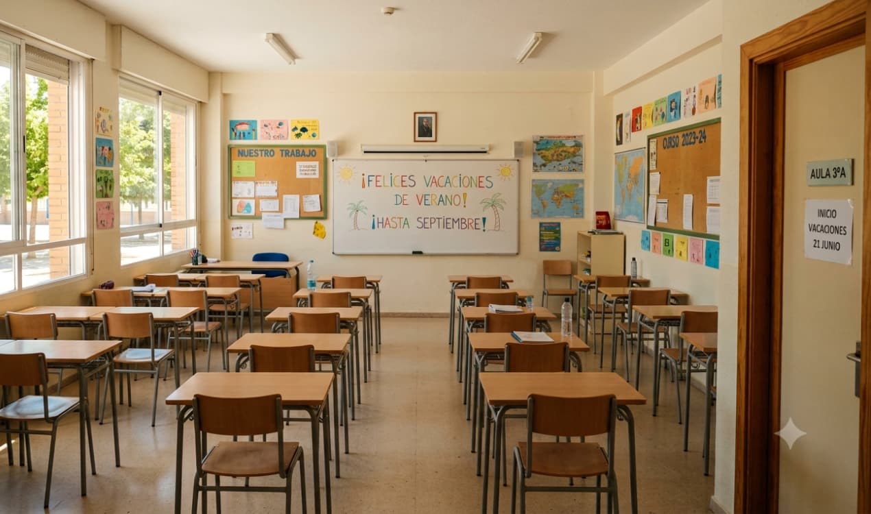 Clases vacías al finalizar el curso./ IA (Google Gemini)