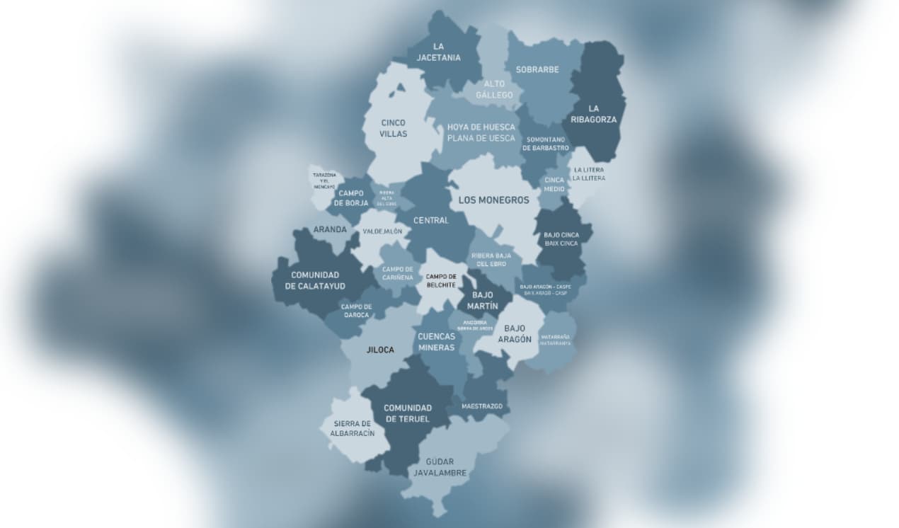 Mapa comarcas de Aragón./ G.A.