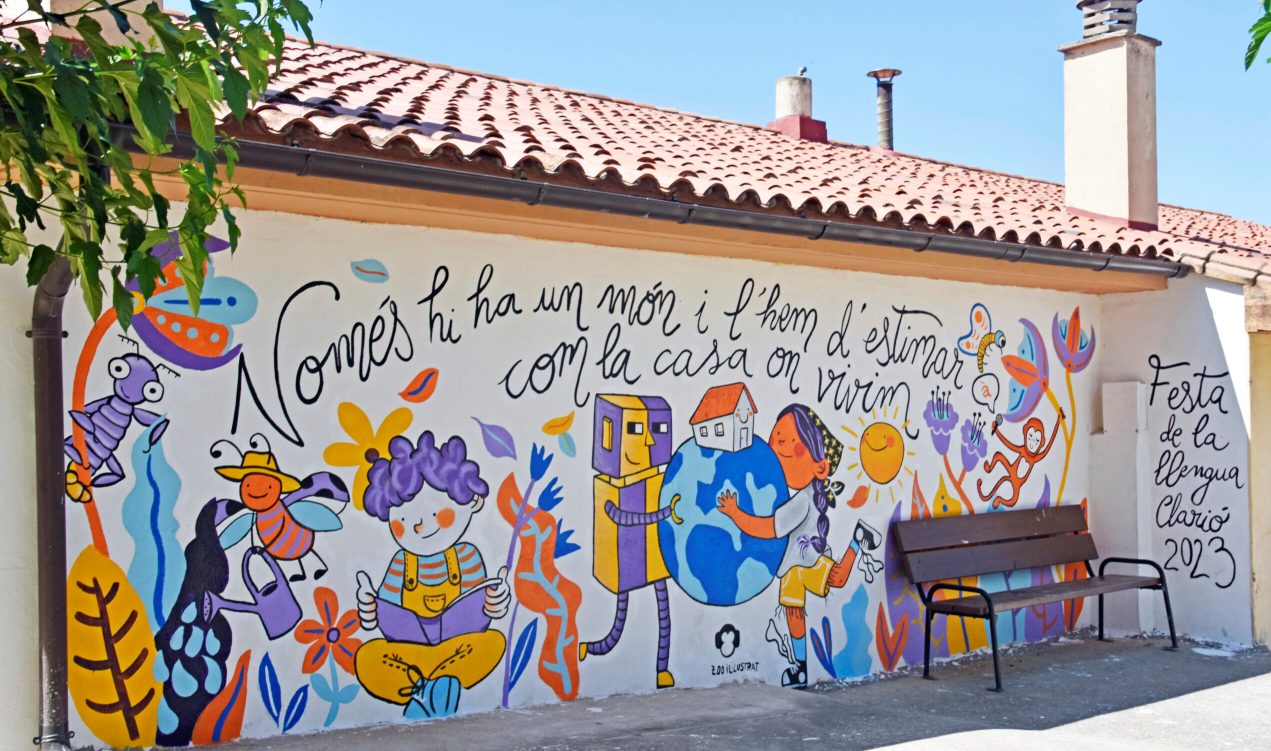 Mural Zoo Il·lustrat-Festa de la Llengua Clarió-Pena-roja-2023./ M.D.G.