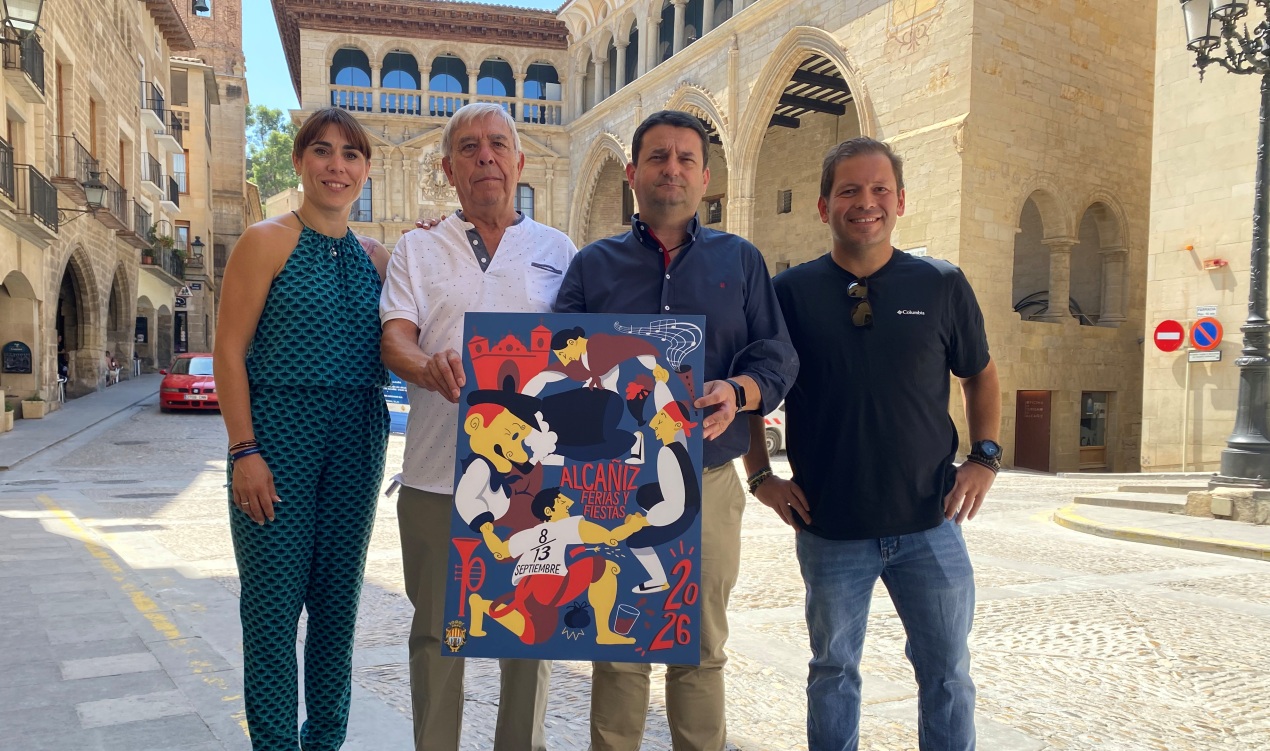 Marta Alquézar, Emiliano Doñate, Miguel Ángel Estevan y Tito Lizana./ AYTO. ALCAÑIZ